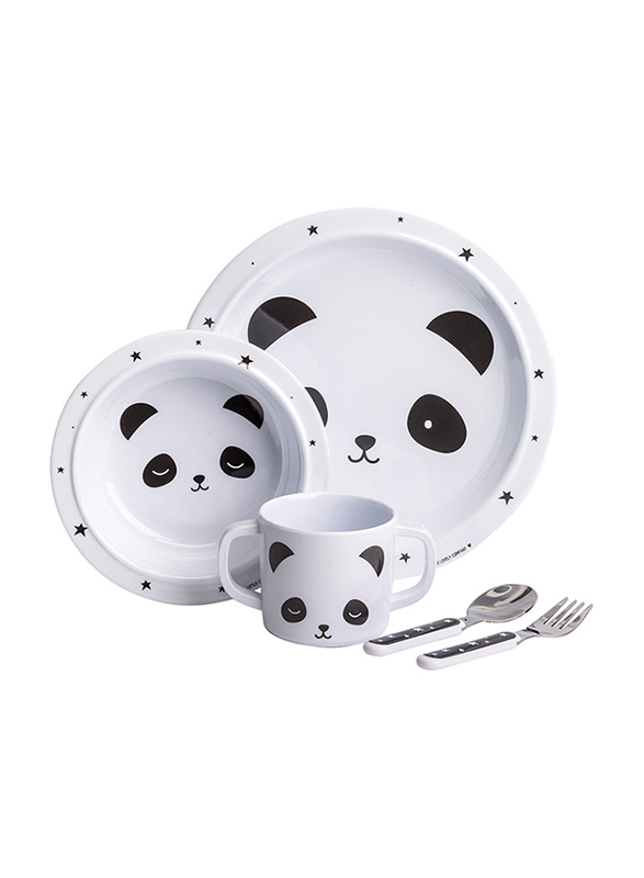 A Little Lovely Company Panda Dinner Set, White/Black