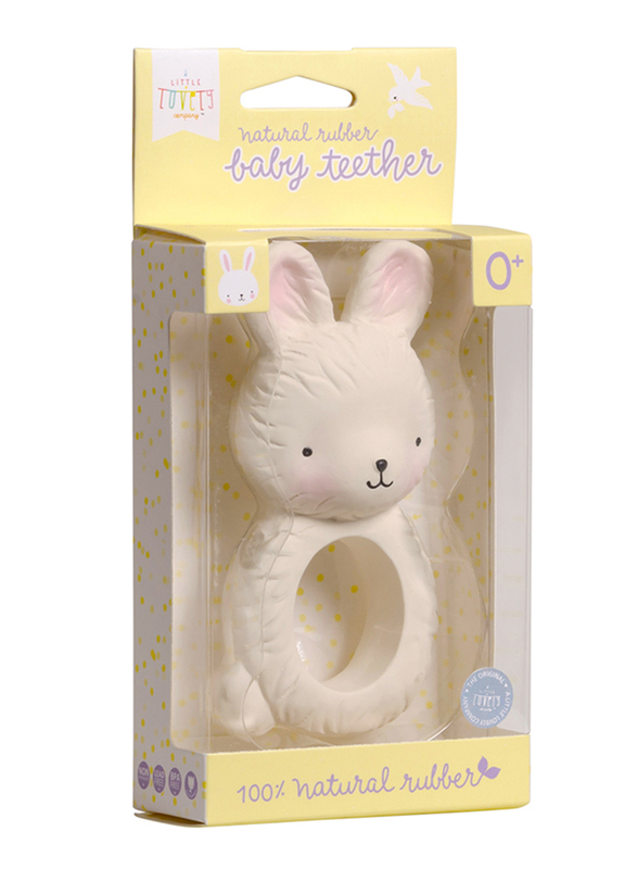 A Little Lovely Company Bunny Natural Rubber Teething Ring, Beige