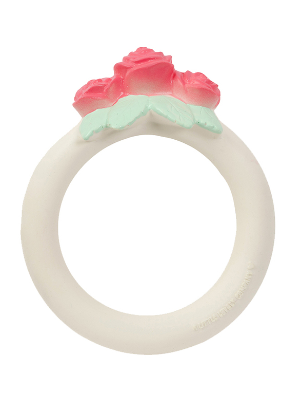 A Little Lovely Company Teething Ring, Rose Bud, White
