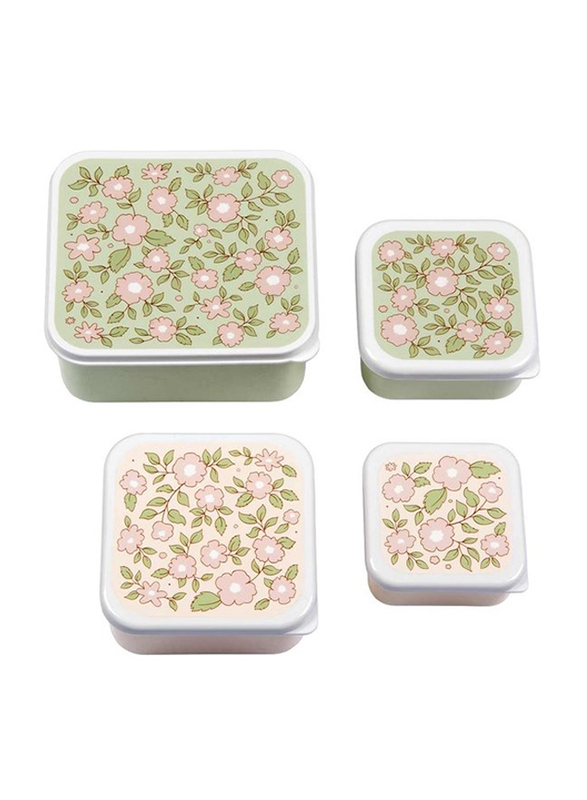 

A Little Lovely Company Blossoms Lunch and Snack Box Set For Girls, Green