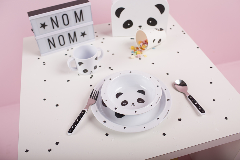 A Little Lovely Company Panda Dinner Set, White/Black