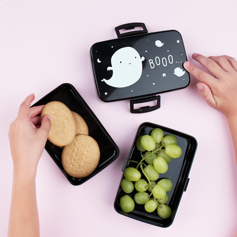 A Little Lovely Company Ghost PP Plastic Lunch Box, 800ml, Black