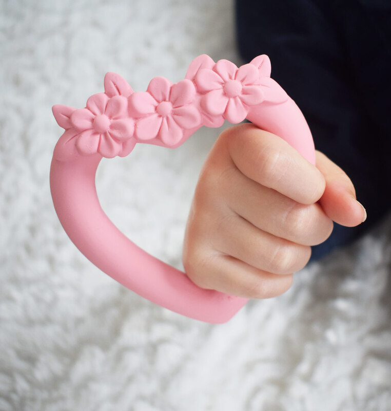 A Little Lovely Company Teething Ring, Sweet Heart, Pink