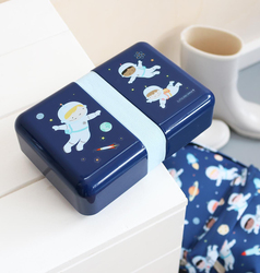 A Little Lovely Company Astronauts Lunch Box, Navy Blue