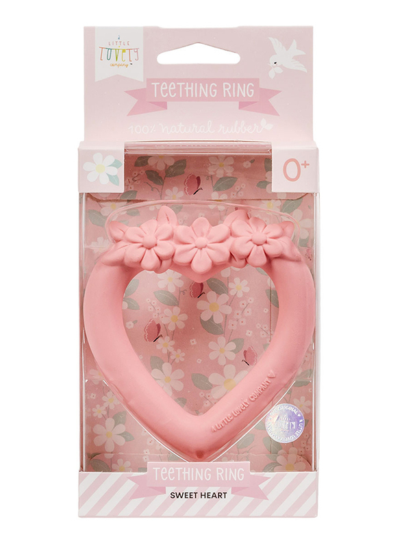 A Little Lovely Company Teething Ring, Sweet Heart, Pink