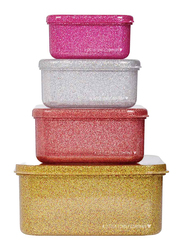 A Little Lovely Company Glitter Lunch and Snack Box Set, 4 Pieces, Gold Blush