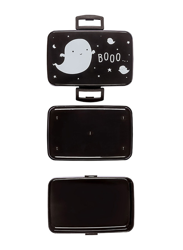 A Little Lovely Company Ghost PP Plastic Lunch Box, 800ml, Black