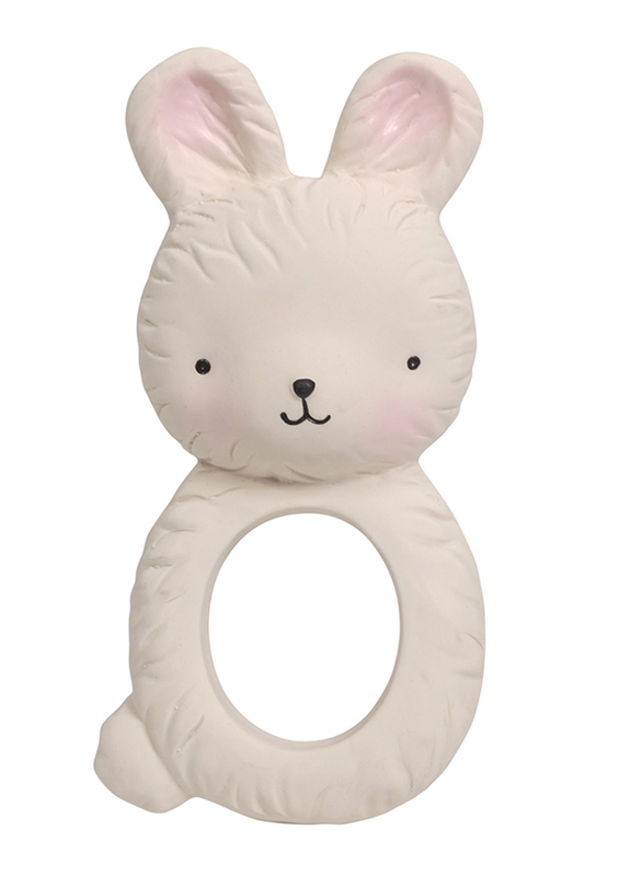 A Little Lovely Company Bunny Natural Rubber Teething Ring, Beige