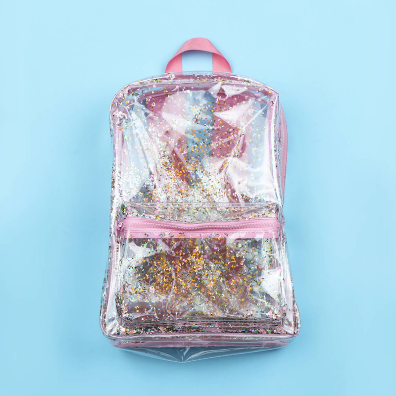 A Little Lovely Company Glitter Backpack Bag for Girls, Pink/Transparent