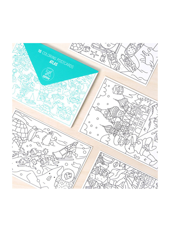OMY Christmas Coloring Postcards, 16 Pieces, Ages 3+