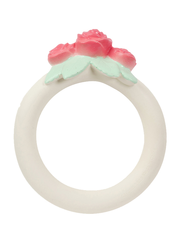 A Little Lovely Company Teething Ring, Rose Bud, White