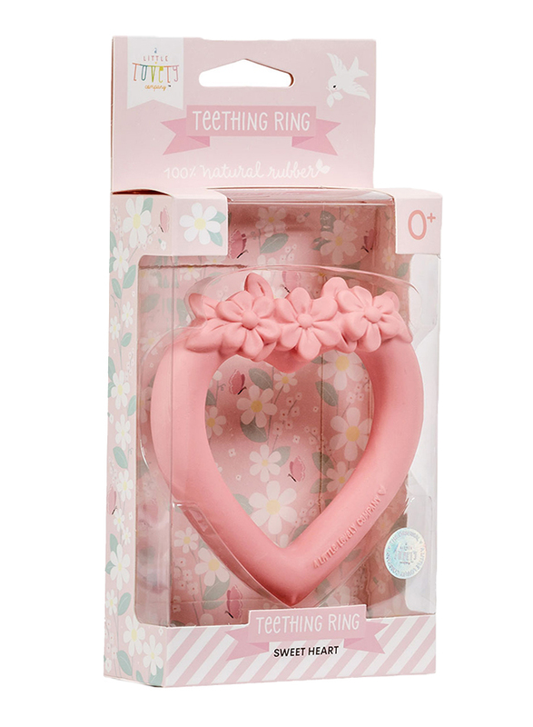 A Little Lovely Company Teething Ring, Sweet Heart, Pink