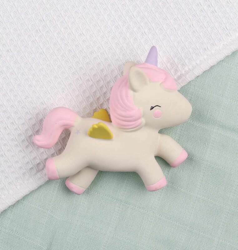 A Little Lovely Company Unicorn Natural Rubber Teething Toy, Pink/White