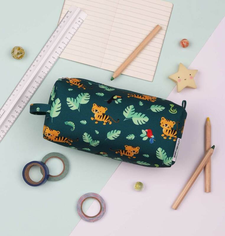 A Little Lovely Company Jungle Tiger Pencil Case for Boys, Green