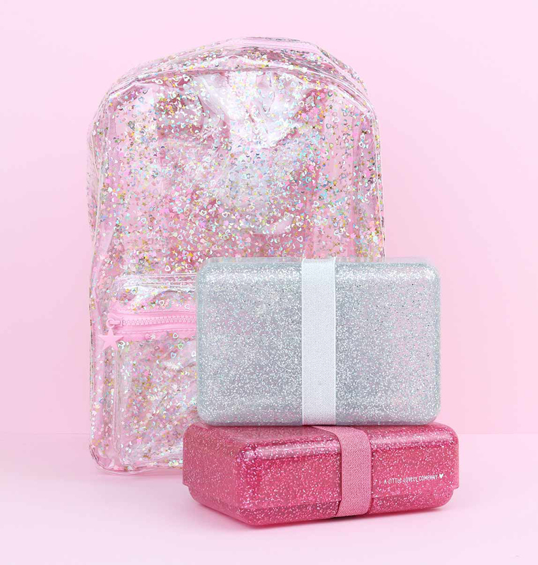 A Little Lovely Company Glitter Lunch Box, Silver