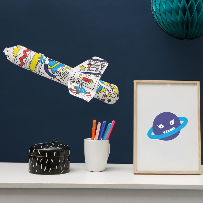 OMY Rocket 3D Paper Coloring Air Toy, Lily, Ages 3+