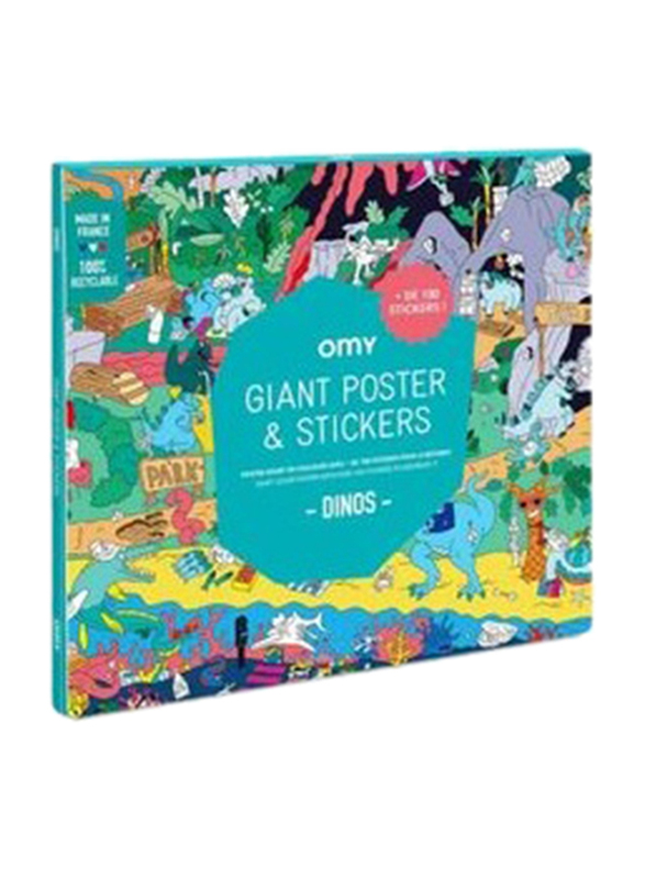 

OMY Dinos Giant Poster with Stickers, Green