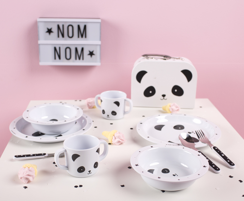 A Little Lovely Company Panda Dinner Set, White/Black