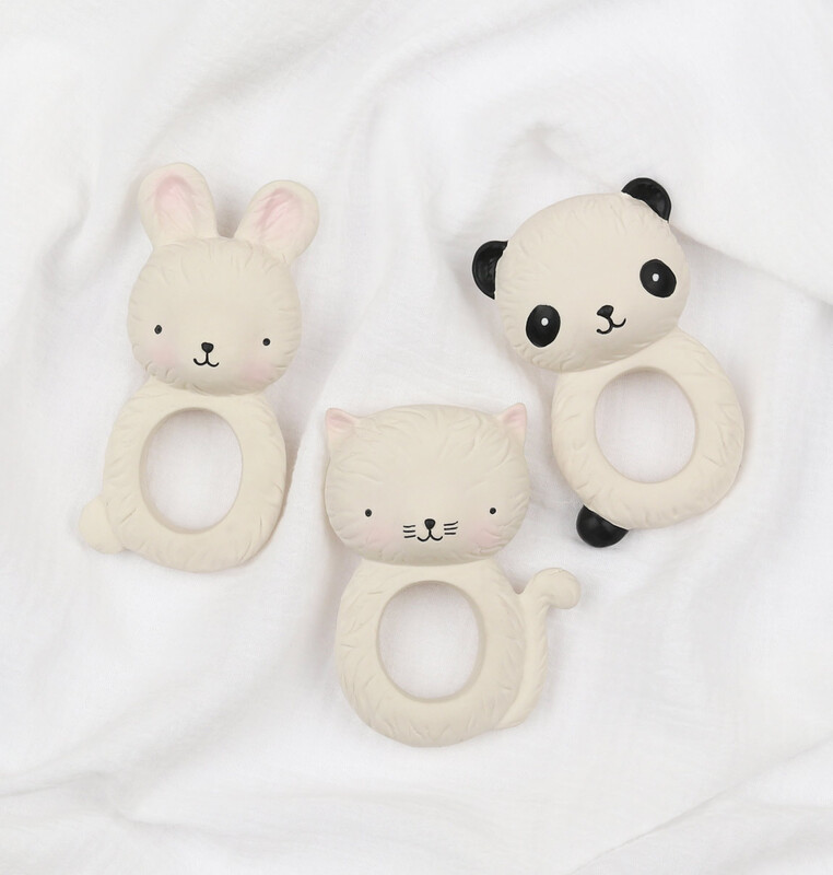 A Little Lovely Company Bunny Natural Rubber Teething Ring, Beige