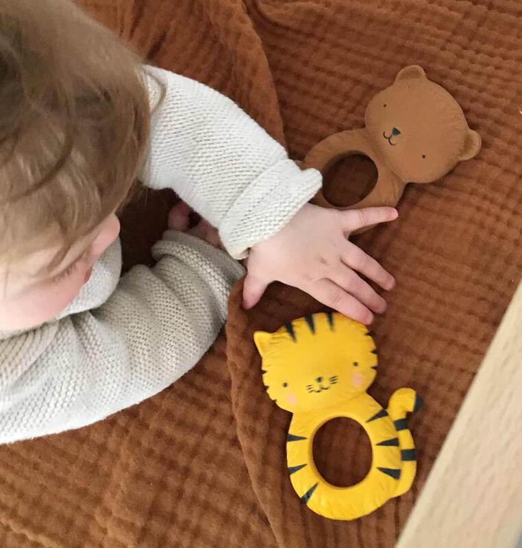 A Little Lovely Company Teething Ring, Tiger, Yellow