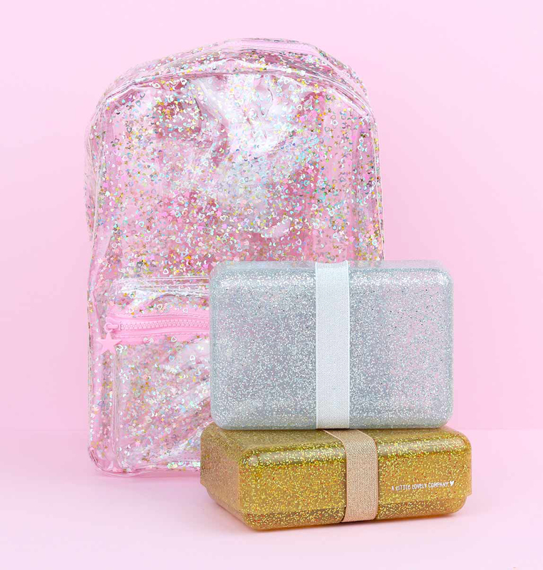 A Little Lovely Company Glitter Lunch Box, Silver