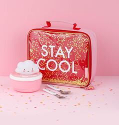 A Little Lovely Company Stay-Cool Text Printed Cool Bag for Kids, Red