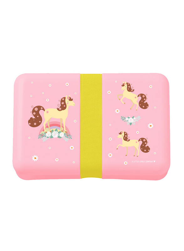A Little Lovely Company Horse PP Plastic Lunch Box, 850ml, Pink