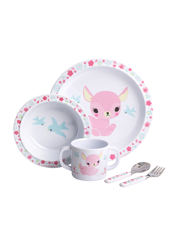 A Little Lovely Company Deer Dinner Set, White