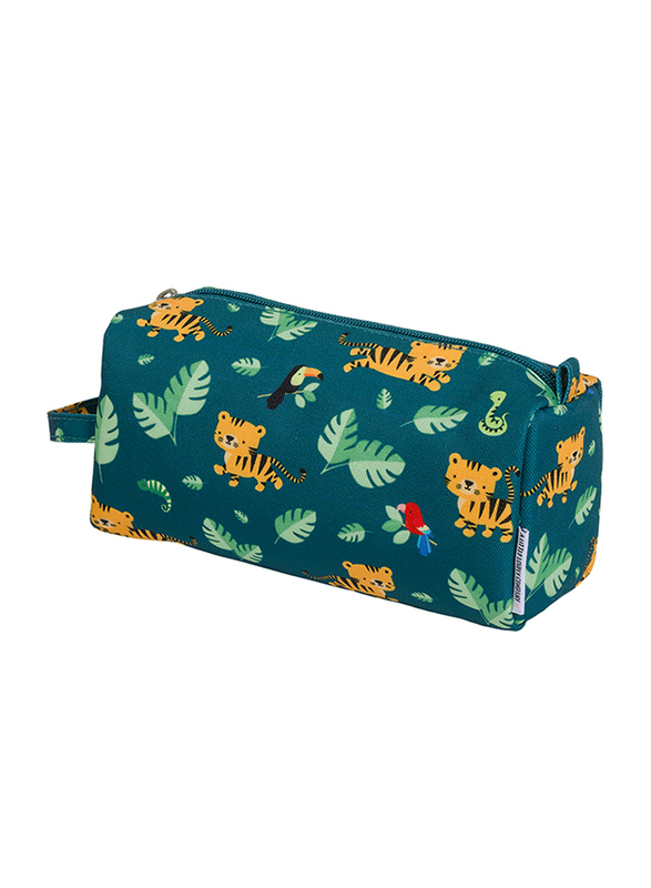 A Little Lovely Company Jungle Tiger Pencil Case for Boys, Green