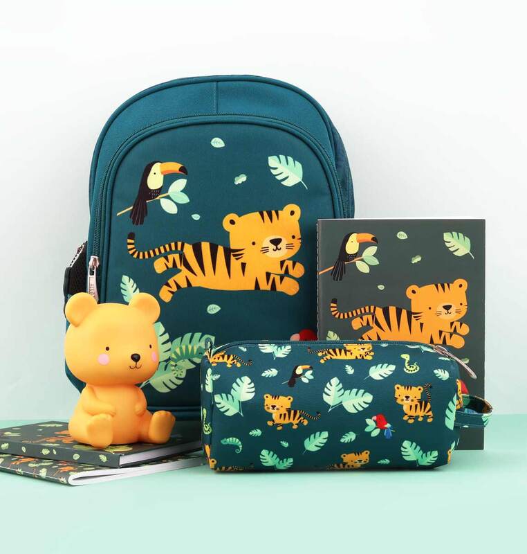 A Little Lovely Company Jungle Tiger Backpack Bag for Boys, Green