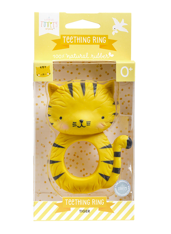A Little Lovely Company Teething Ring, Tiger, Yellow