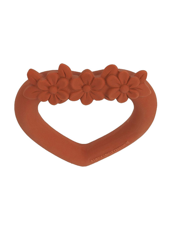 A Little Lovely Company Sweet Heart Terracotta Teething Ring, Red