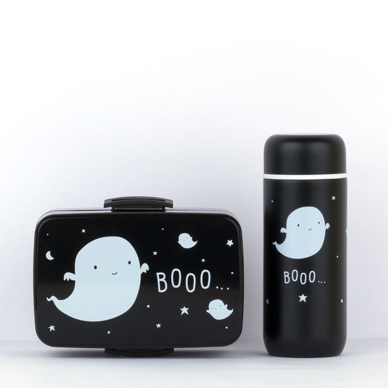 A Little Lovely Company Ghost PP Plastic Lunch Box, 800ml, Black