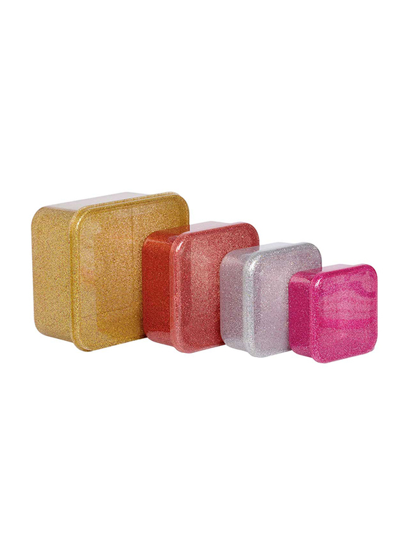 A Little Lovely Company Glitter Lunch and Snack Box Set, 4 Pieces, Gold Blush