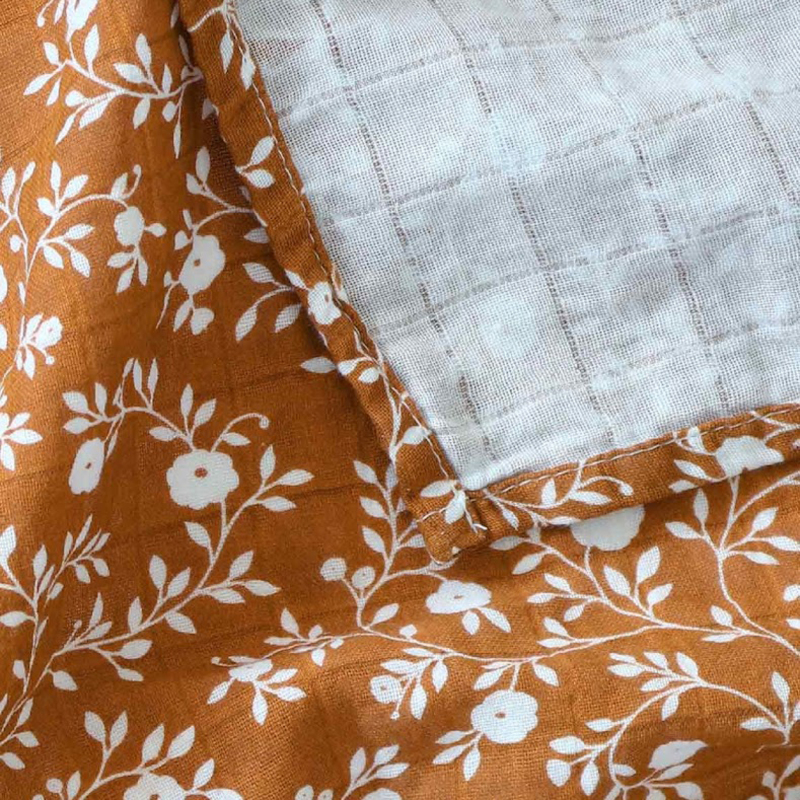 A Little Lovely Company Muslin Cloth, 2 Piece, 0-6 Month, Blossom/Caramel