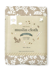A Little Lovely Company Muslin Cloth, Extra Large, 0-6 Months, Leaves/Taupe