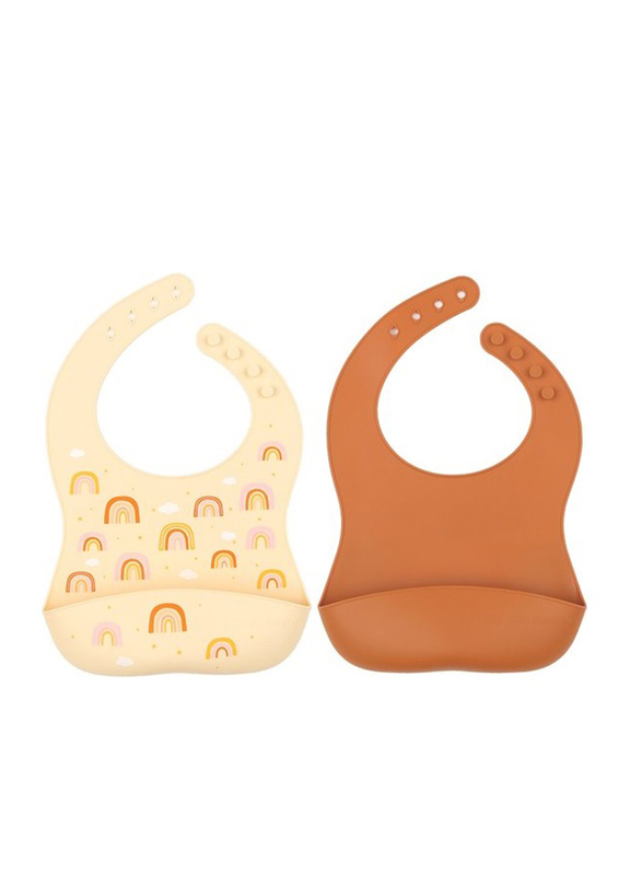 

A Little Lovely Company Rainbows Silicone Bibs, Set of 2, Pink