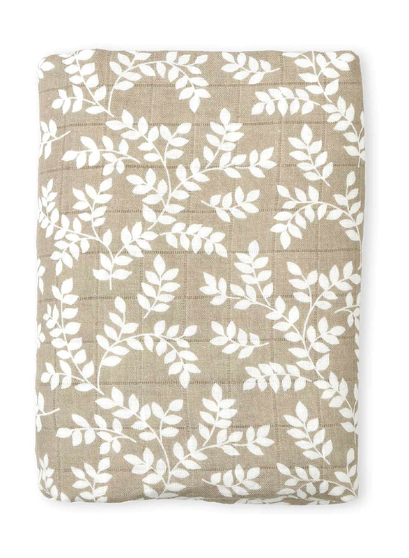 A Little Lovely Company Muslin Cloth, Extra Large, 0-6 Months, Leaves/Taupe