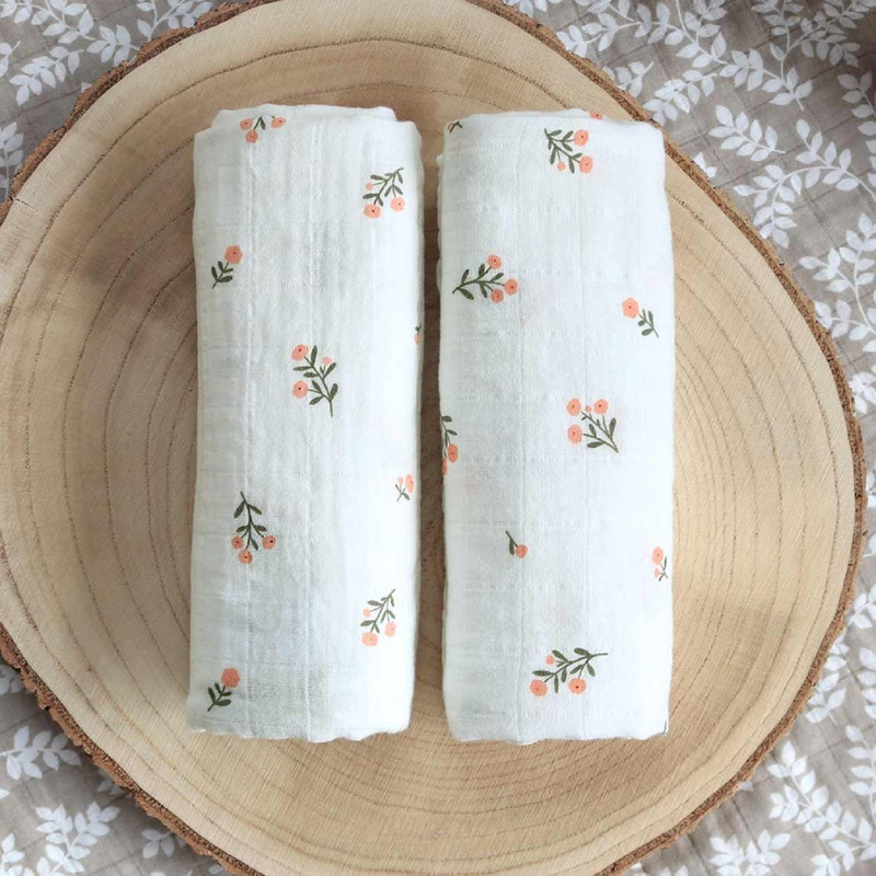 A Little Lovely Company Muslin Cloth, 2 Piece, 0-6 Months, Little Flowers