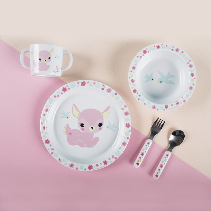 A Little Lovely Company Deer Dinner Set, White