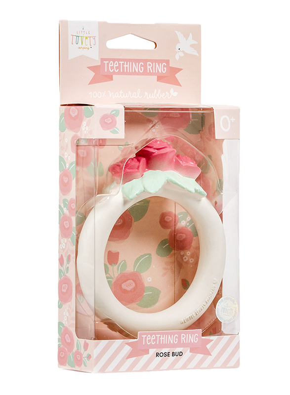 A Little Lovely Company Teething Ring, Rose Bud, White