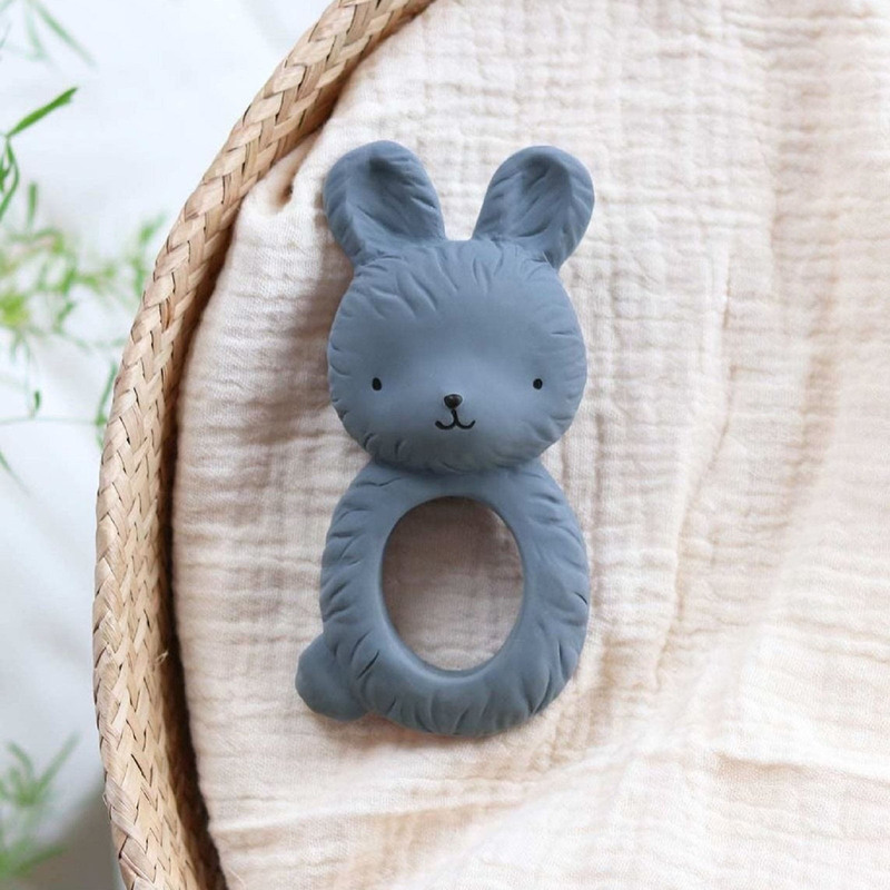 

A Little Lovely Company Bunny Teething Ring, Charcoal