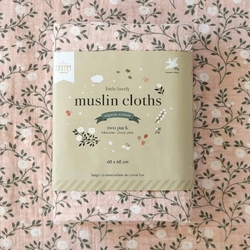 A Little Lovely Company Muslin Cloth, 2 Piece, 0-6 Months, Blossom/Dusty Pink