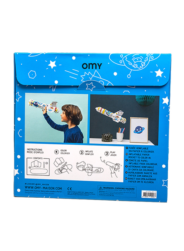 OMY Rocket 3D Paper Coloring Air Toy, Lily, Ages 3+