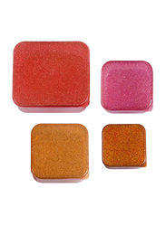 A Little Lovely Company Glitter Lunch and Snack Box Set, 4 Pieces, Autumn Pink