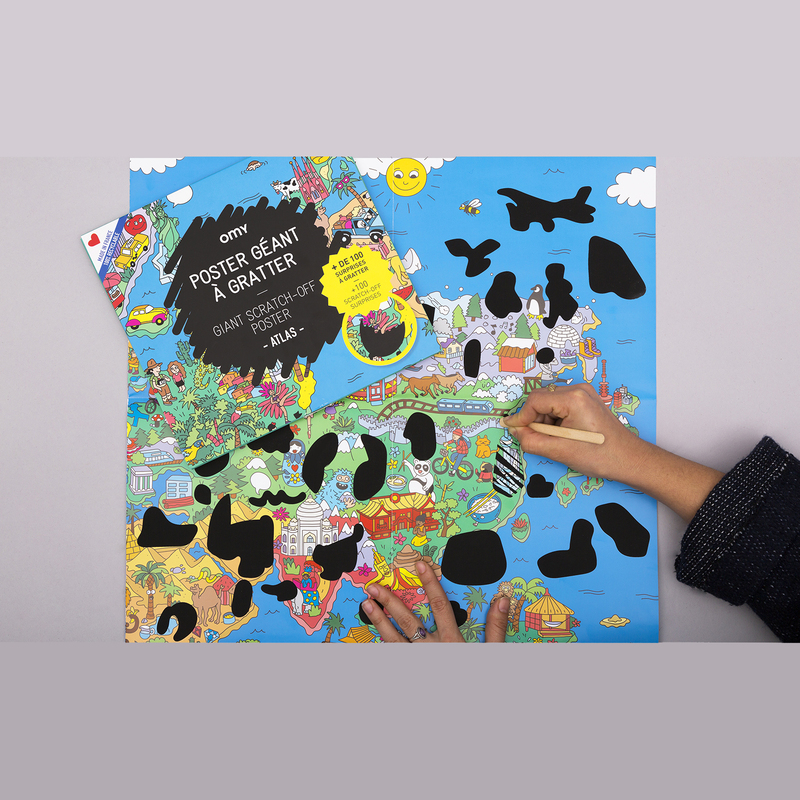 OMY Scratching Atlas Large Poster, Ages 3+