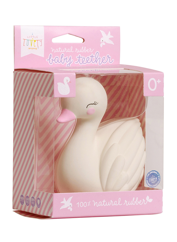 A Little Lovely Company Swan Natural Rubber Teething Toy, White