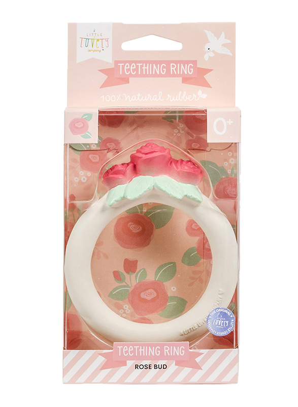A Little Lovely Company Teething Ring, Rose Bud, White