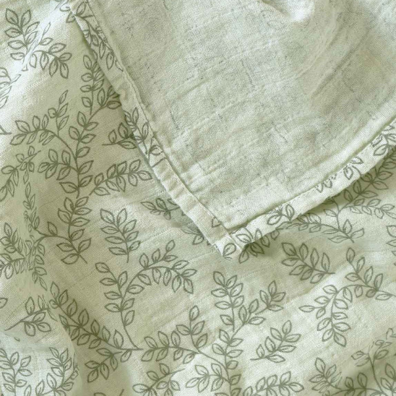 A Little Lovely Company Muslin Cloth, Extra Large, 0-6 Months, Leaves/Sage