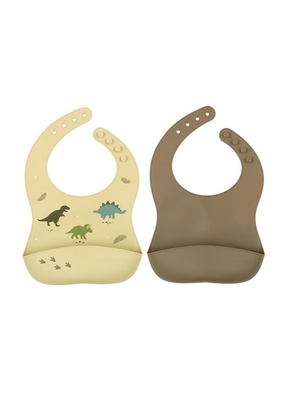 

A Little Lovely Company Dinosaurs Silicone Bibs, Set of 2, Green